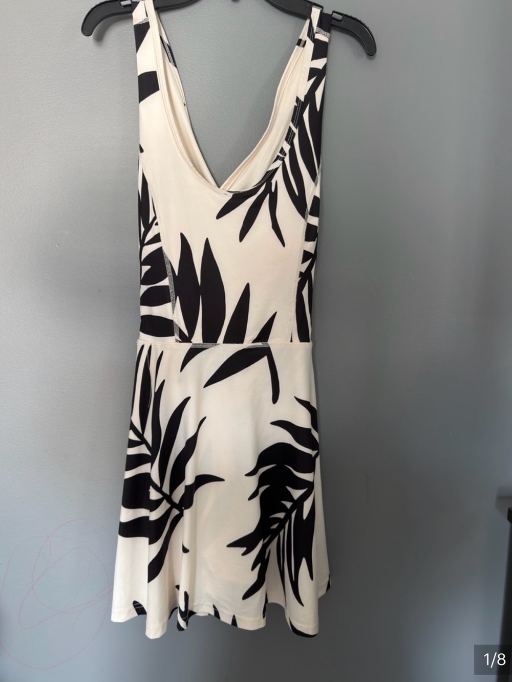 Black & White Tropical Print Mini Dress